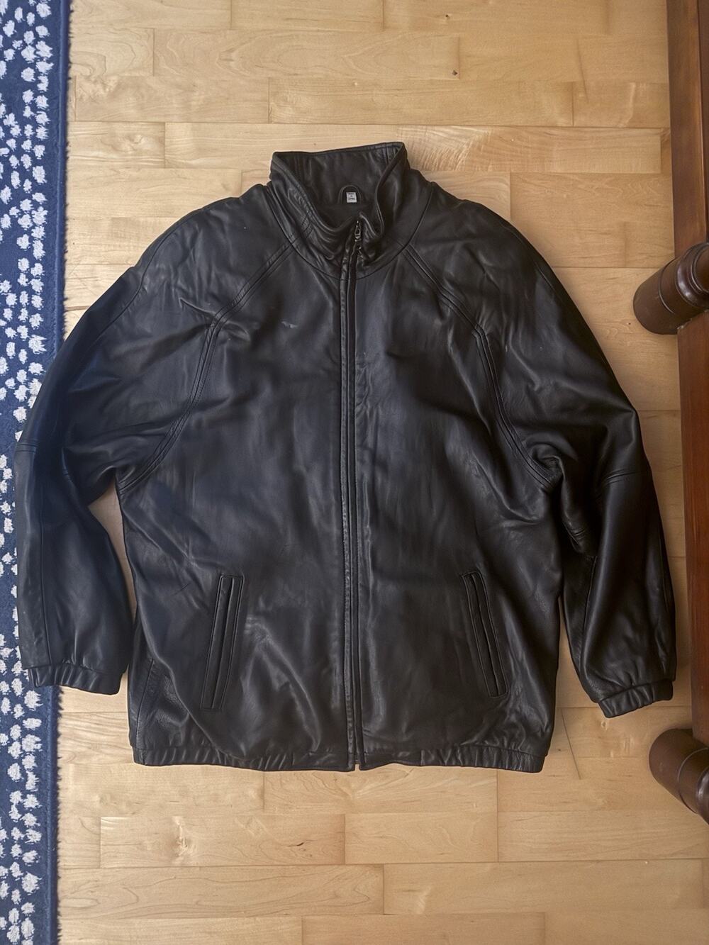 VTG FIELD GEAR FG Premium Leather Jacket Black Removable Lining Zipper Funnel M